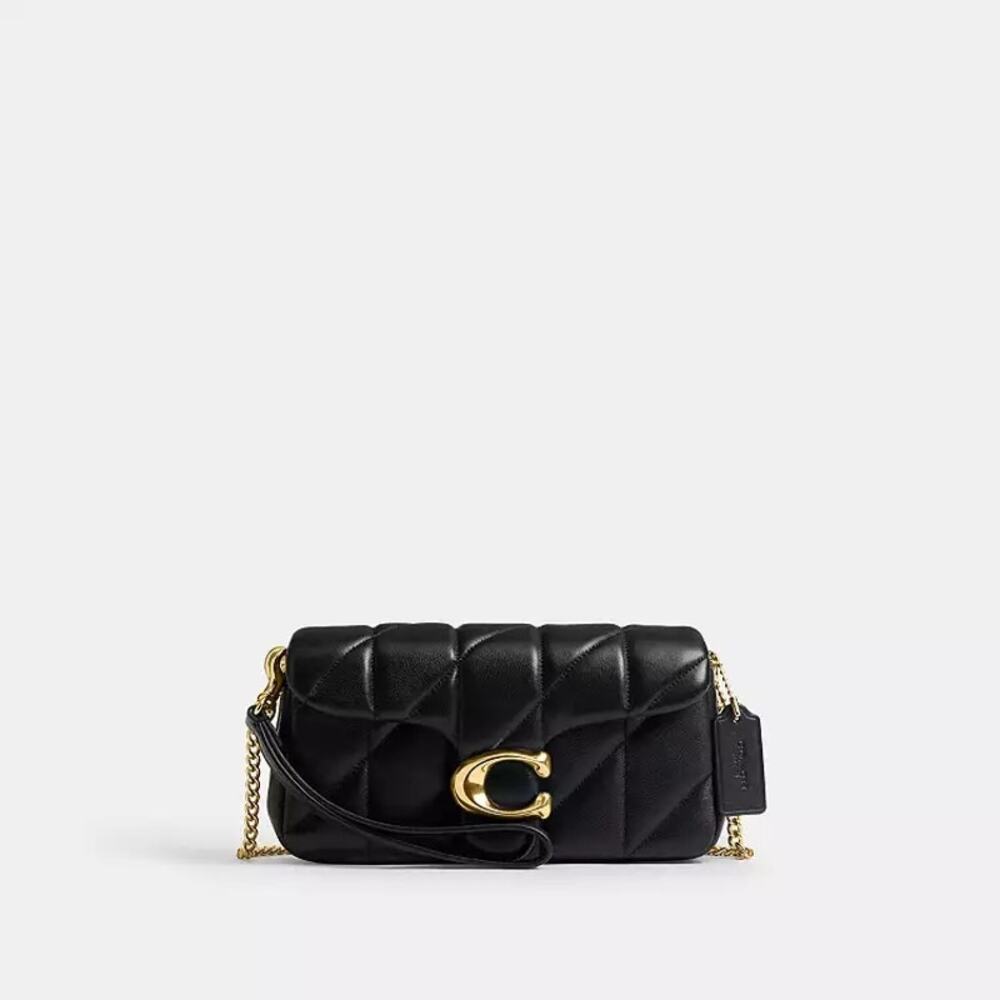 NWT COACH Quilted Leather Tabby 19 Chain Crossbody bag in Black/Brass